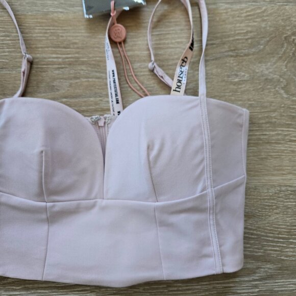 NWT HOUSE OF CB Pabla Plunge Neck Crop Top Small Ballet Slipper New With Tags - Picture 7 of 16